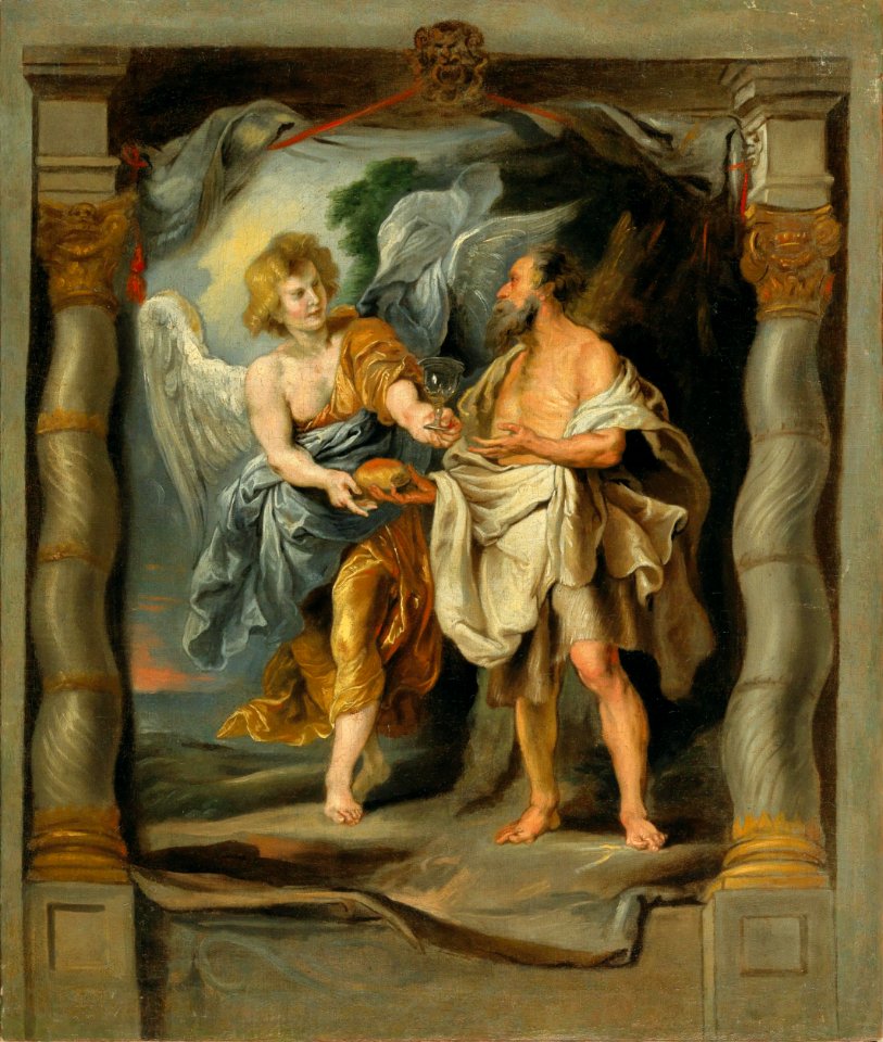Circle of Peter Paul Rubens - The prophet Elijah nourished by the Angel