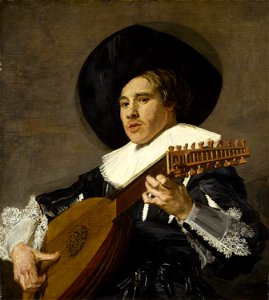 Circle of Frans Hals - The Lute Player. Free illustration for personal and commercial use.