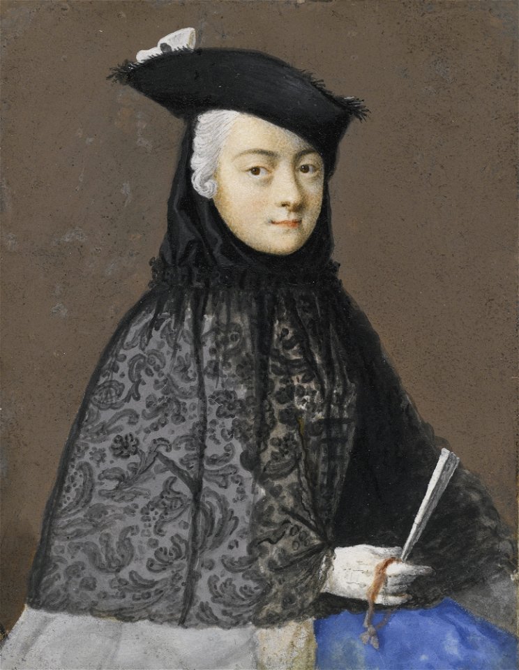 Circle of Jean-Etienne Liotard Portrait of a Seated Lady In a Venetian Carnival Costume Holding a Fan
