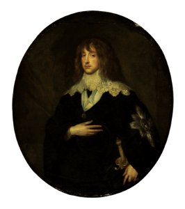 Circle of Sir Anthony van Dyck - Portrait of Charles Louis, Elector Palatine, half-length, in a black jacket and ruff with a medallion and order of the garter
