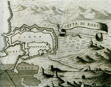 Citta di Rodi - Coronelli Vincenzo Maria (padri) & Parissoti Antonio - 1688