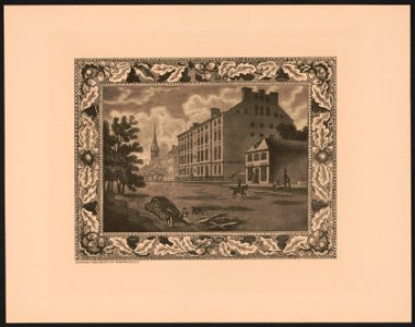 City Hotel, Broadway, between Thames and Cedar Streets - engraved in aquatint by C.F.W. Mielatz. LCCN90707266
