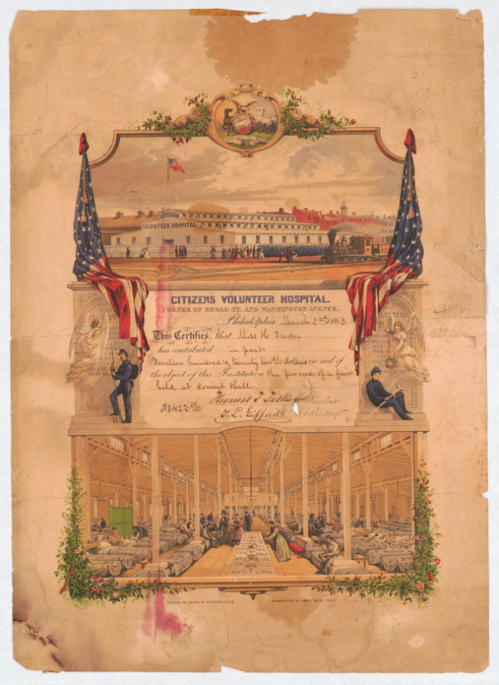 Citizens Volunteer Hospital - corner of Broad St. and Washington Ave. - drawn & lith. by James Queen, Philada. LCCN2009632031