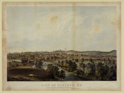 City of Concord, N.H. - From the high bluff about 80 rods north east of the Free Bridge - by Henry P. Moore, Concord ; J.H. Buffords Lith., Boston. LCCN98505249