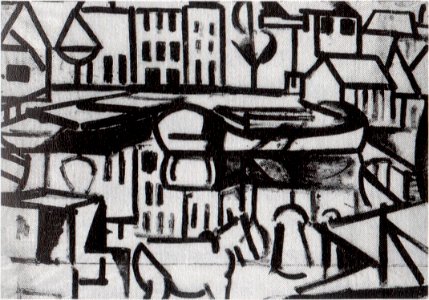 Cityscape with Boat (Leiden) by Theo van Doesburg private collection