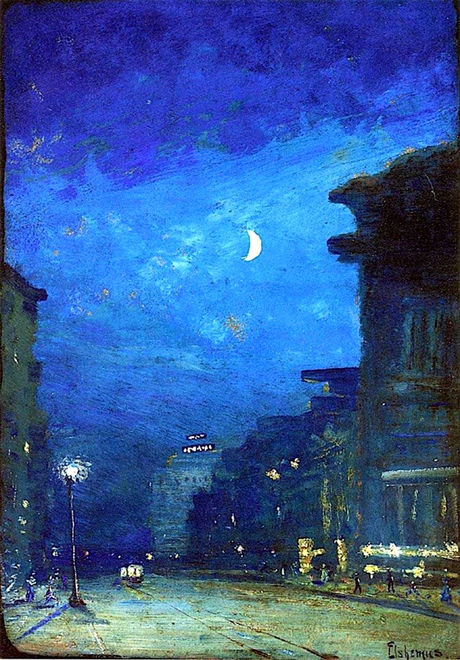 City street in moonlight