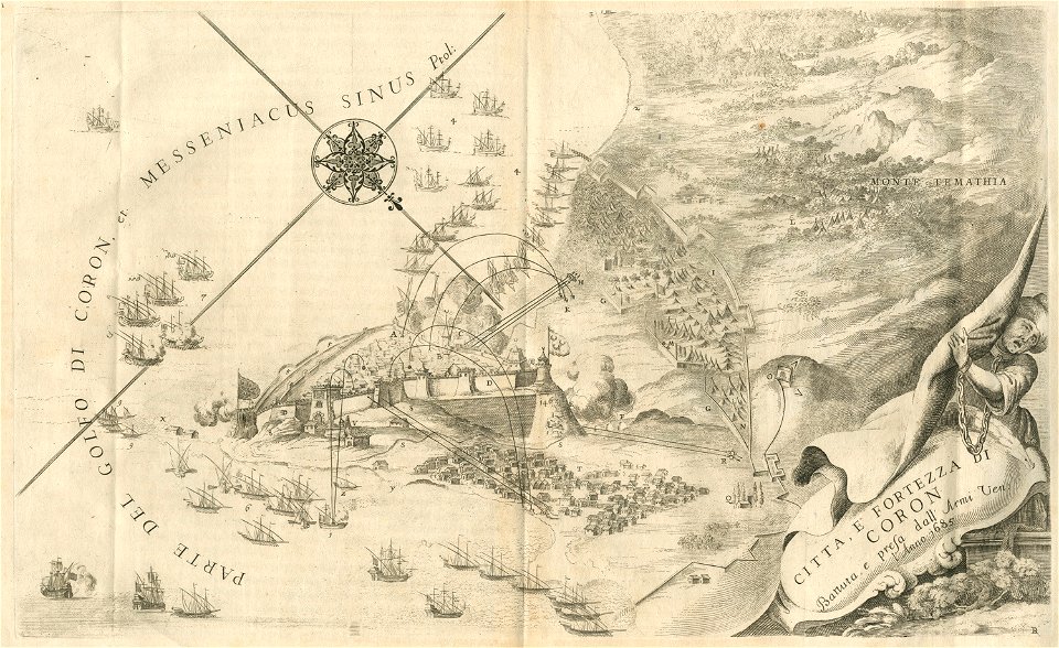 Città, e Fortezza di Coron Battuta, e pressa dall'Armi Ven- l'Anno 1685 - Coronelli Vincenzo - 1687