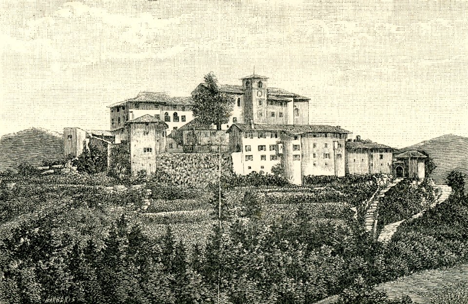 Cividale del Friuli Santuario della Madonna del Monte xilografia di Barberis