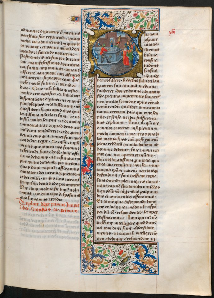 Civitate Dei-UBU Hs. 42-f.016r-Augustinus en de sarcofaag