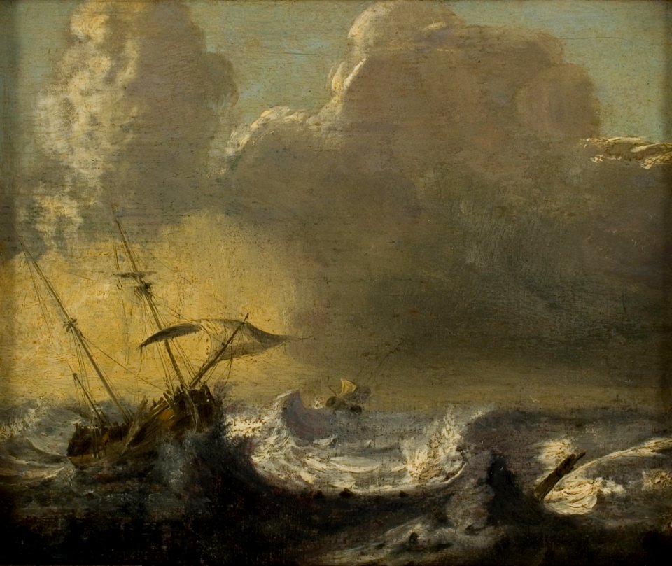 Claes Claesz. Wou - Schepen op zee bij storm - 0094 - Rijksmuseum Twenthe