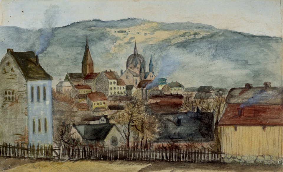 Clara Mørch - Utsikt fra Rosenborg løkke mot øst - ca. 1860–1869 - Oslo Museum - OB.01700