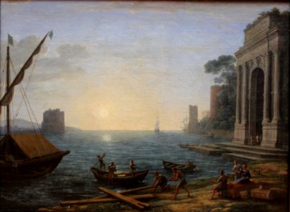 Claude Lorrain - A Seaport at Sunrise - WGA05016. Free illustration for personal and commercial use.