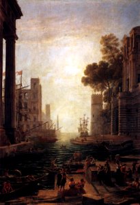 Claude Lorrain - Embarkation of St Paula Romana at Ostia - WGA04980. Free illustration for personal and commercial use.