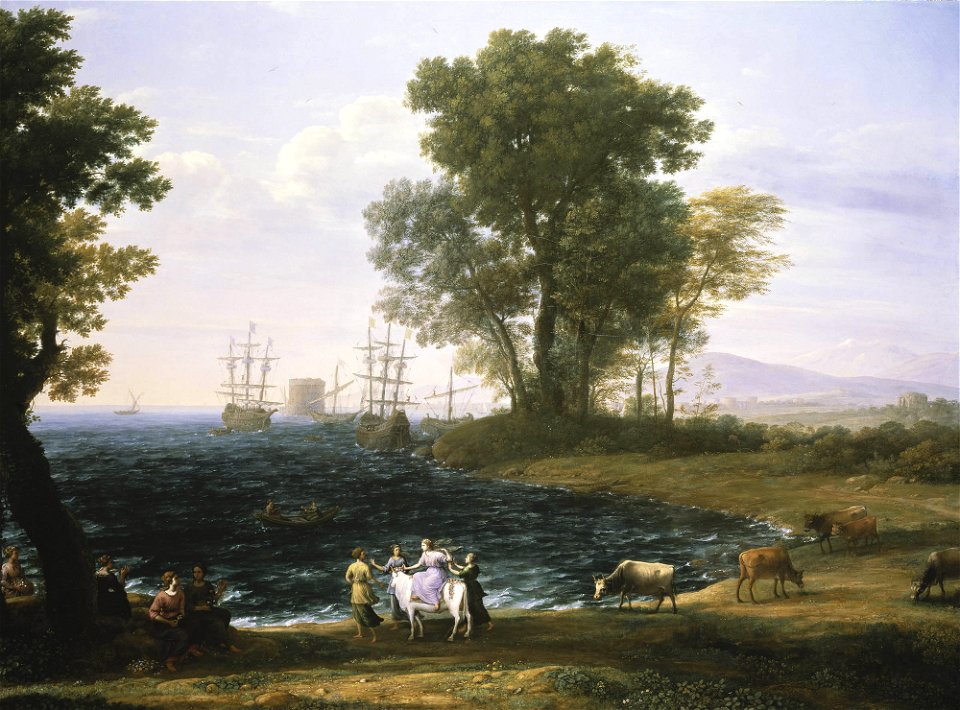 Claude Lorrain (1604-5-82) - Coast scene with the Rape of Europa - RCIN 405357 - Royal Collection