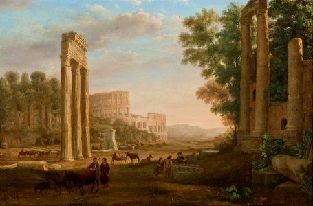Claude Lorrain - Capriccio with ruins of the Roman Forum - Google Art Project. Free illustration for personal and commercial use.