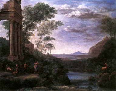 Claude Lorrain - Landscape with Ascanius Shooting the Stag of Sylvia - WGA05020. Free illustration for personal and commercial use.