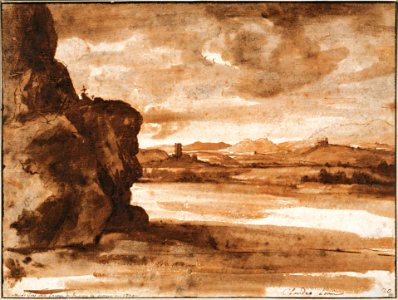 Claude Lorrain - Tiber Landscape North of Rome with Dark Cloudy Sky - Google Art Project