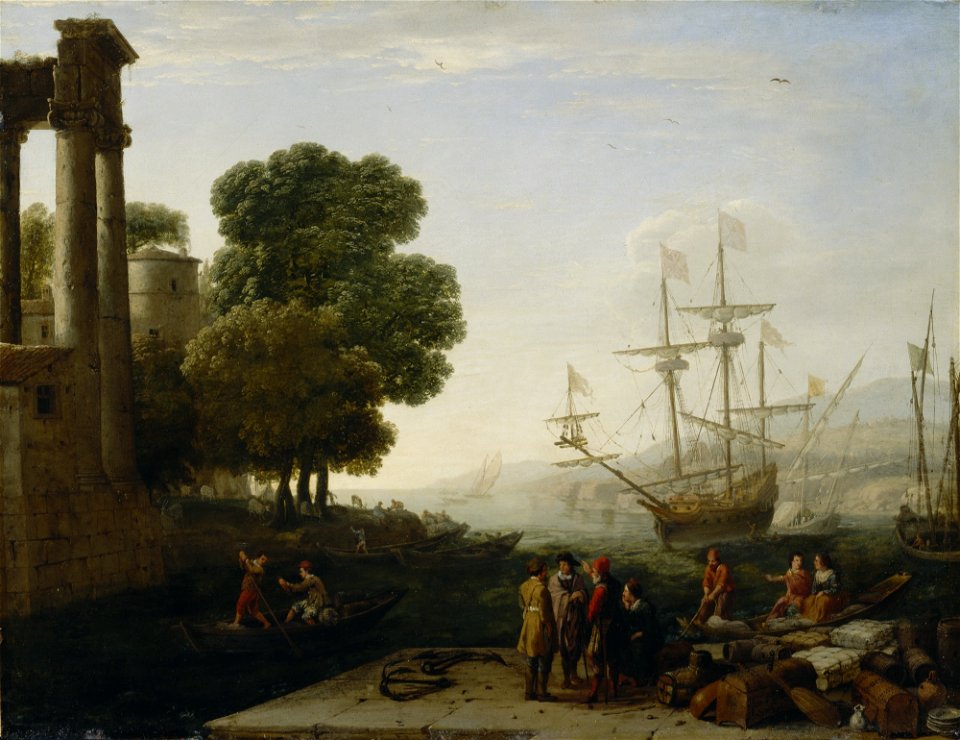 Claude Gellée - A Seaport at Sunset - 42.127 - Detroit Institute of Arts