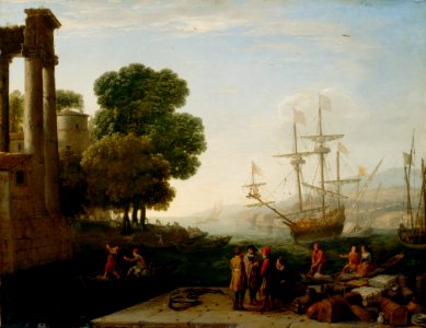 Claude Gellée - A Seaport at Sunset - 42.127 - Detroit Institute of Arts