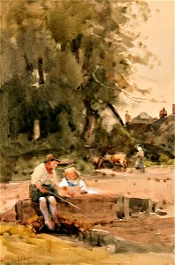 Claude Hayes - The Young Angler - Sarjeant Gallery