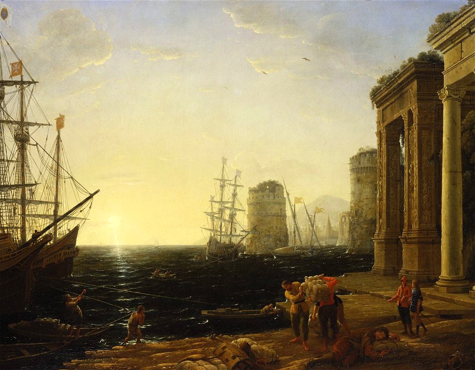 Claude Lorrain (1604-5-82) - Harbour Scene at Sunset - RCIN 401382 - Royal Collection