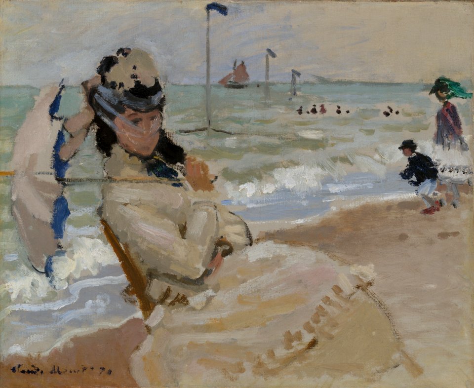 Claude Monet - Camille on the Beach in Trouville - 1998.46.1 - Yale University Art Gallery