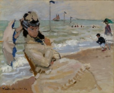 Claude Monet - Camille on the Beach in Trouville - 1998.46.1 - Yale University Art Gallery