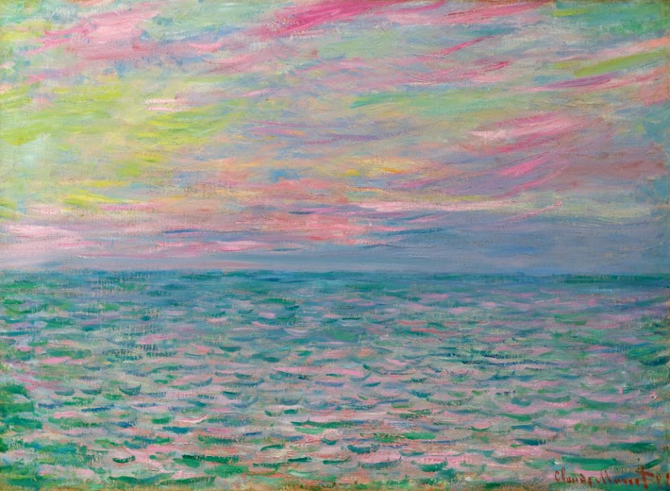 Claude Monet - Coucher de soleil à Pourville, pleine mer