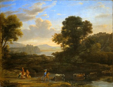 Claude Lorrain - Pastoral Landscape, 1646-47. Free illustration for personal and commercial use.
