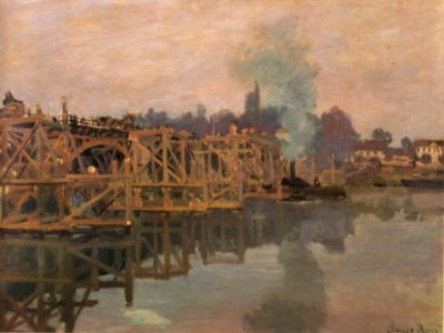 Claude Monet - Argenteuil, le pont en réparation. Free illustration for personal and commercial use.