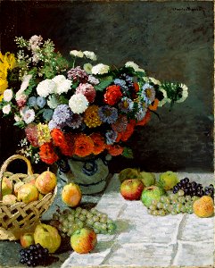 Claude Monet (French - Still Life with Flowers and Fruit - Google Art Project. Free illustration for personal and commercial use.