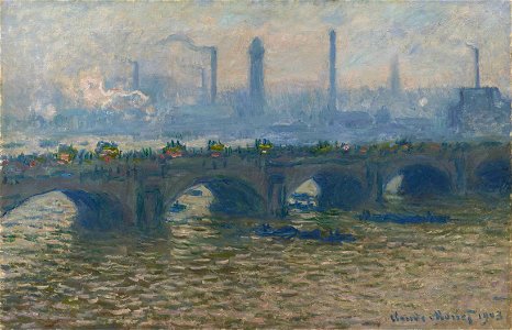 Claude Monet - Le Pont de Waterloo, temps gris - Ordrupgaard. Free illustration for personal and commercial use.