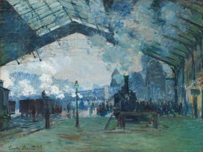 Claude Monet - Arrival of the Normandy Train, Gare Saint-Lazare - Google Art Project. Free illustration for personal and commercial use.