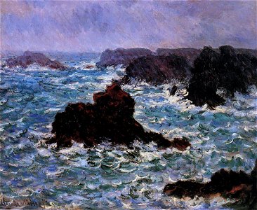 Claude Monet - Belle-Ile, Rain Effect. Free illustration for personal and commercial use.