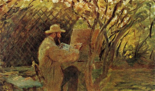 Claude Monet - Manet malt im Garten Monets in Argenteuil