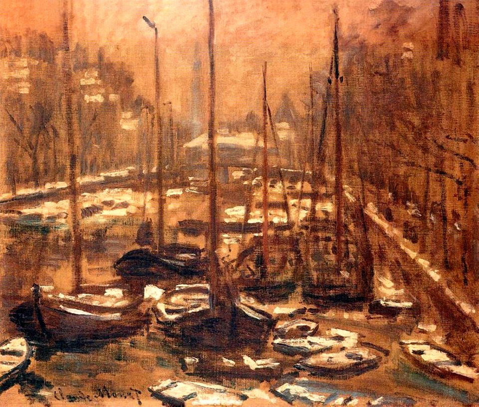 Claude Monet - El Geldersekade de Amsterdam en invierno