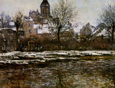 Claude Monet - Effet de neige à Vétheul. Free illustration for personal and commercial use.