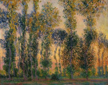 Claude Monet - Poplars at Giverny, Sunrise. Free illustration for personal and commercial use.