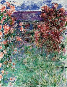 Claude Monet - House among the Roses, the (1925). Free illustration for personal and commercial use.