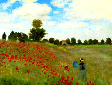 Claude Monet - Poppy Field - adjusted. Free illustration for personal and commercial use.