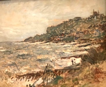 Claude Monet - Falaise de Sainte-Adresse, temps gris - Ordrupgaard. Free illustration for personal and commercial use.