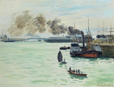 Claude Monet - Vue d'un port. Free illustration for personal and commercial use.
