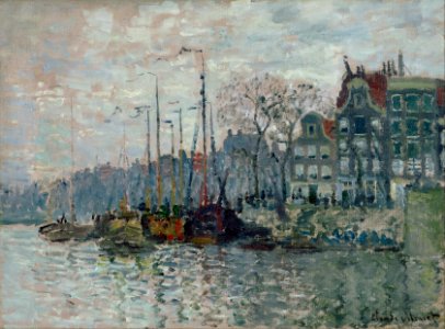 Claude Monet - View of the Prins Hendrikkade and the Kromme Waal in Amsterdam - Google Art Project. Free illustration for personal and commercial use.