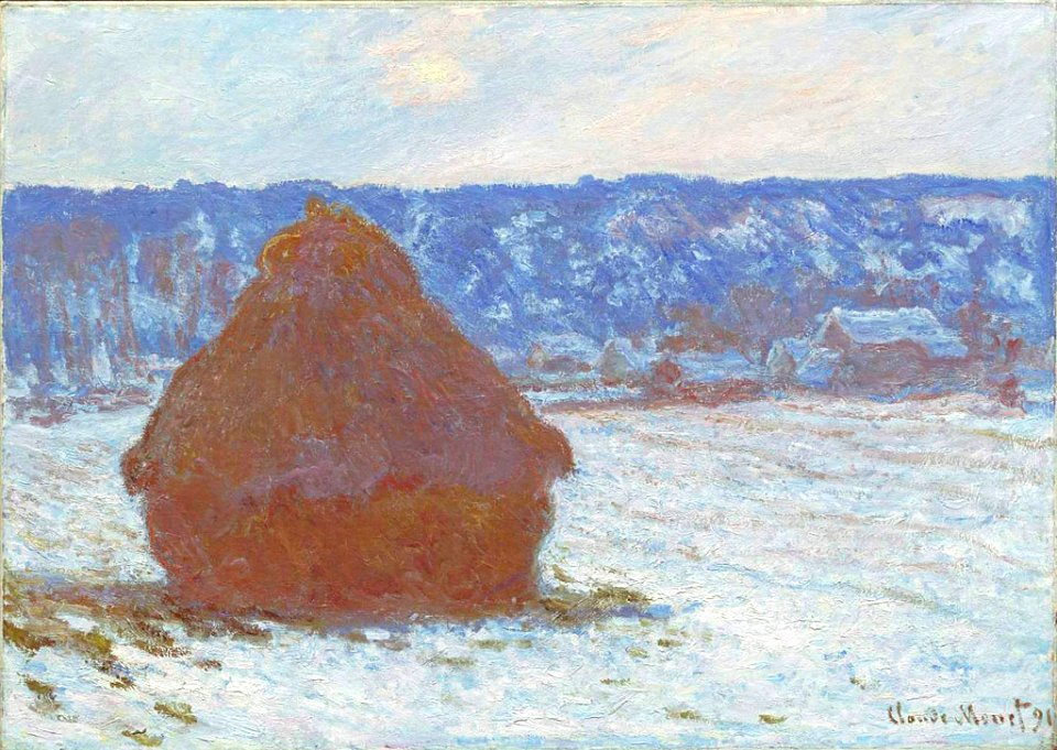 Claude Monet - Stack of Wheat (Snow Effect, Overcast Day)