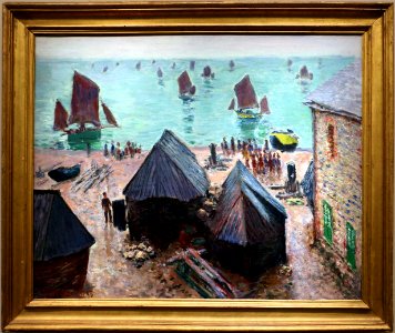 Claude monet, la partenza delle navi, étretat, 1885