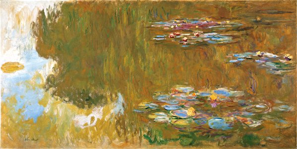 Claude Monet, The Water Lily Pond, c. 1917-19, frame cropped, Google Art Project. Free illustration for personal and commercial use.