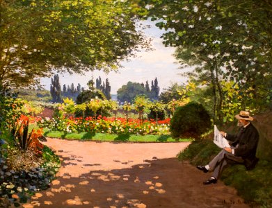 Claude Monet, Adolphe Monet in the Garden of Le Coteau at Sainte-Adresse, 1867. Free illustration for personal and commercial use.