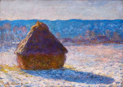 Claude Monet, Haystack, Morning Snow Effect (Meule, Effet de Neige, le Matin), 1891, oil on canvas, 65 x 92 cm, Museum of Fine Arts, Boston. Free illustration for personal and commercial use.