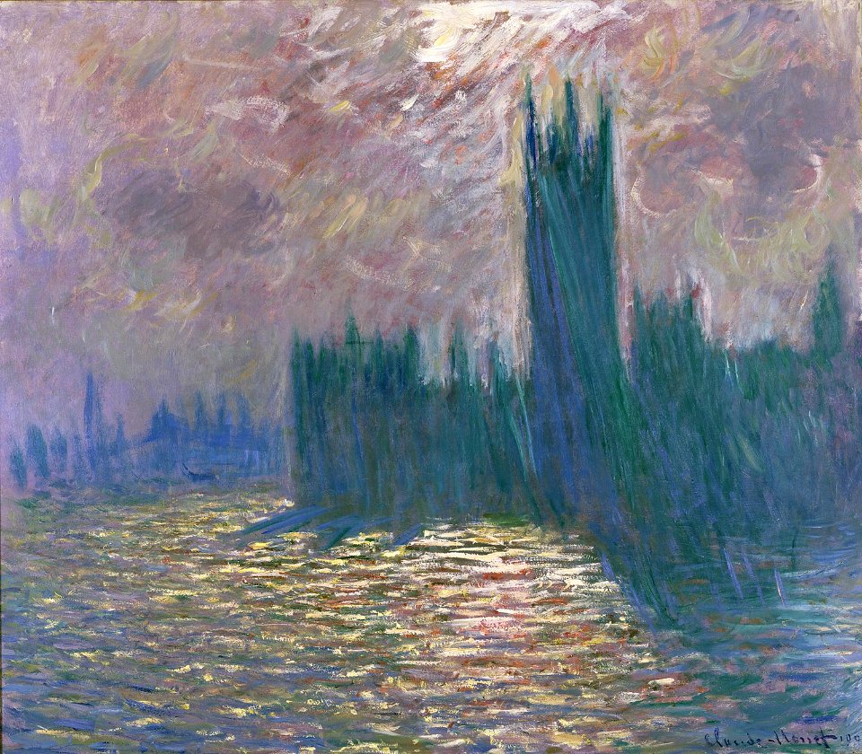 Claude Monet, Londres, Le Parlement, Reflets sur la Tamise, 1905, huile ...