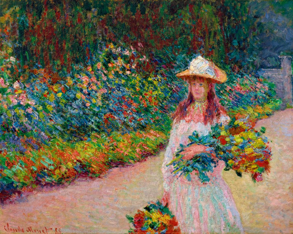 Claude monet jeune fille dans le jardin de giverny)
